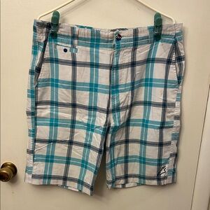 AlpineStars Men’s Plaid Shorts with Blue and White Check Pattern